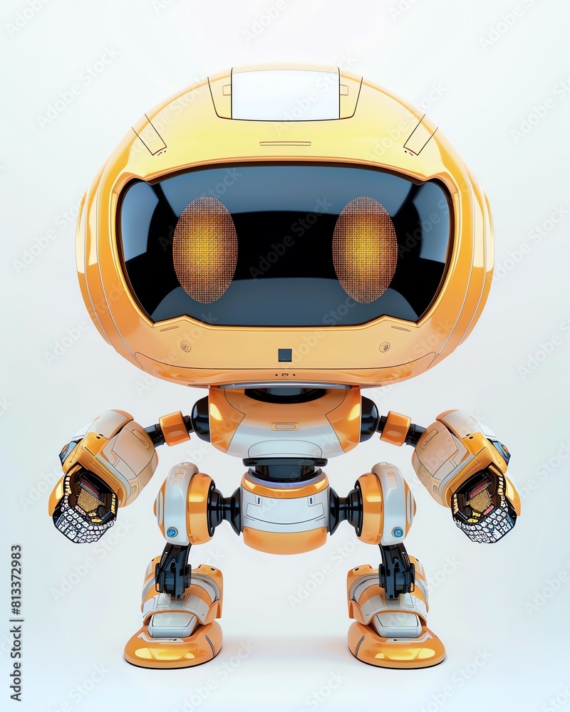 Friendly robot surprised pose flat design top view shock theme cartoon drawing Triadic Color Scheme