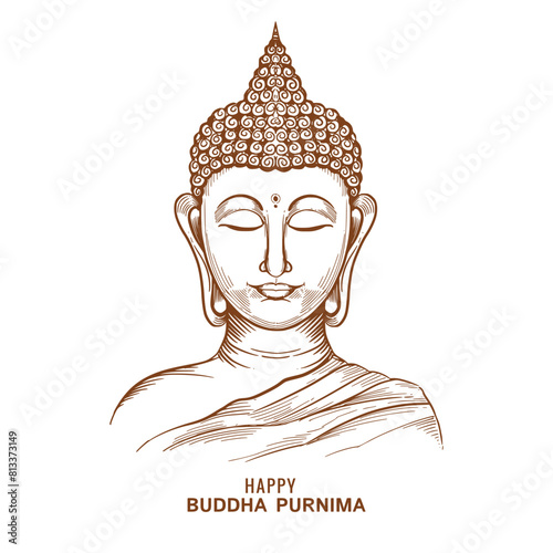 Happy buddha purnima or vesak day sketch card design