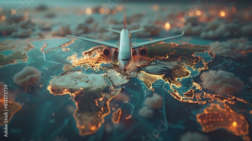 Logistics global transportation concept, Maritime and land transport, air transport on world map background use for import export shipping industry