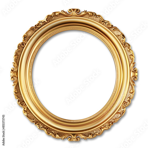 a gold empty oval frame with transparent background