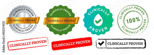 clinically proven rectangle and circle stamp seal badge sign for safe health care medicine