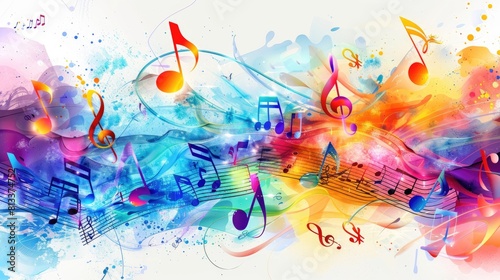 colorful background with musical notes  abstract music background 