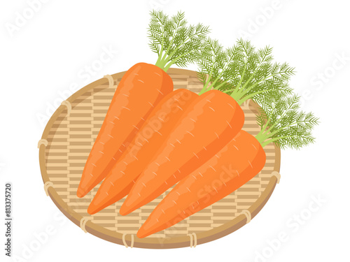 かごに盛られた人参のベクターイラスト