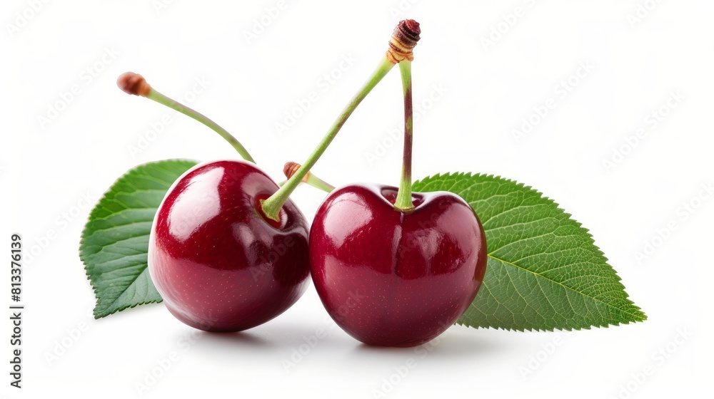 An isolated shot of a cherry on a white background, complete with a clipping path for easy editing and use in various designs An isolated shot of a cherry on a white background, complete with a clipping path for easy editing and use in various designs
