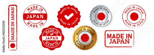 made in japan rectangle circle stamp and seal badge label sticker sign for country product manufactured