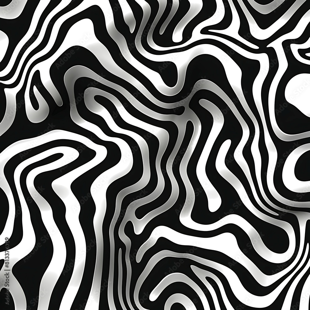 Abstract black and white wavy lines pattern