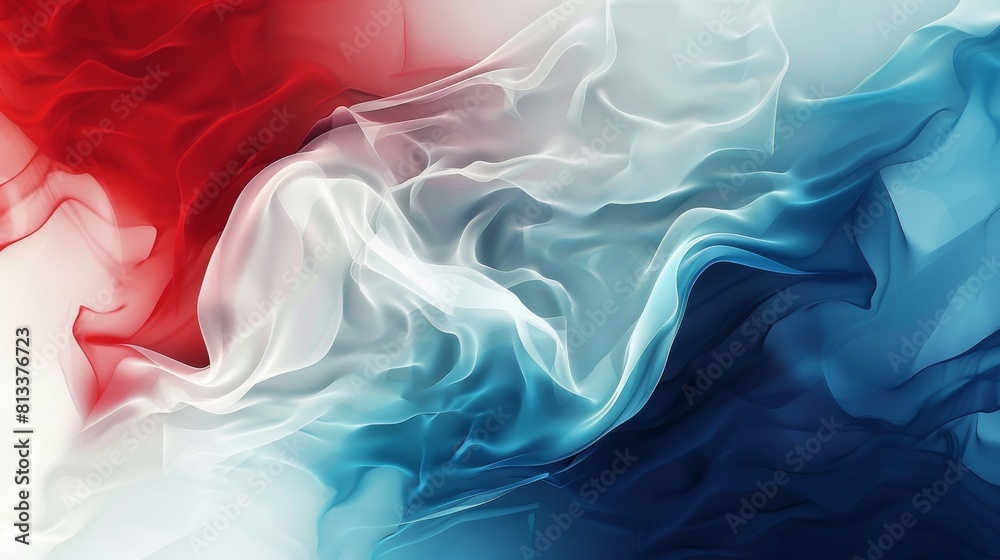This image showcases a smooth and silky fabric flowing like a wave, with a patriotic blend of red, white, and blue colors representing freedom, elegance, and purity This image showcases a smooth and silky fabric flowing like a wave, with a patriotic blend of red, white, and blue colors representing freedom, elegance, and purity
