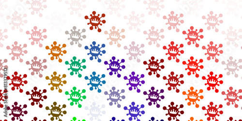 Light multicolor vector pattern with coronavirus elements.