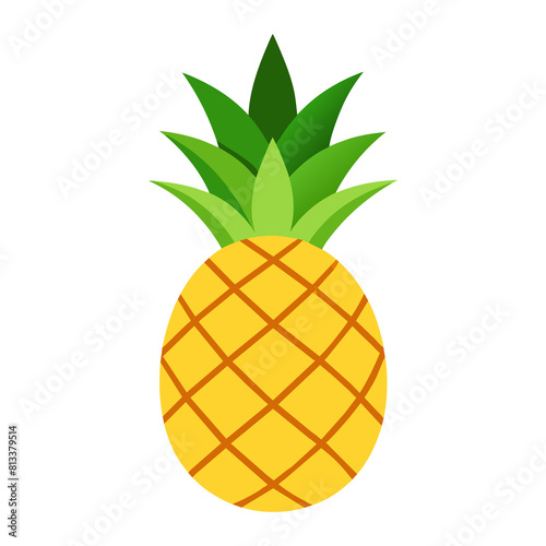 Fresh pineapple fruit flat style isolated vector illustration on white background generated by Ai