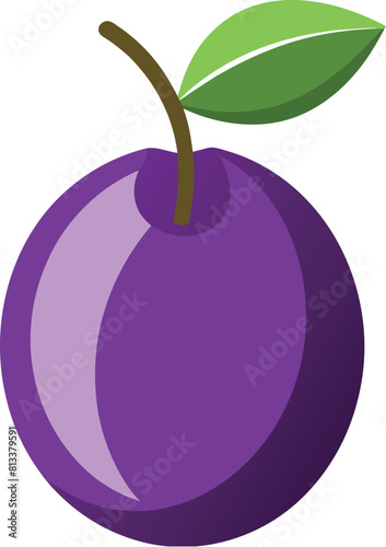 Healthy a plum fruit flat cartoon icon isolated vector illustration on white background generated by Ai