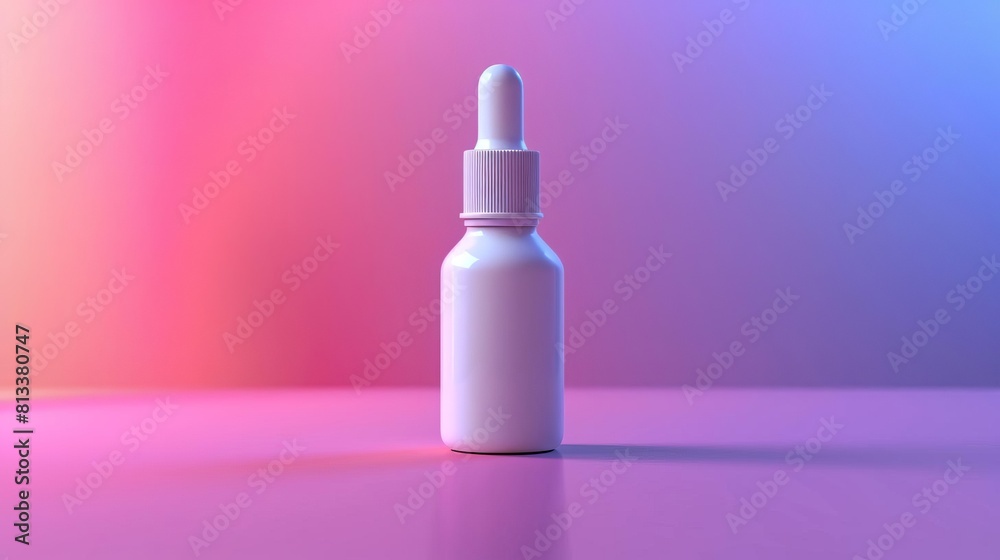 A closeup of a white medicine bottle with a dropper, set against a soft, pastelcolored backdrop, ideal for essential oils or specialized treatments A closeup of a white medicine bottle with a dropper, set against a soft, pastelcolored backdrop, ideal for essential oils or specialized treatments