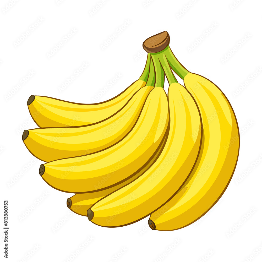 Realistic fresh yellow banana fruit vector illustration flat cartoon design generated by Ai