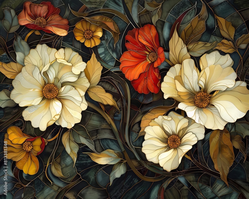 custom made wallpaper toronto digitalArt Nouveau florals with intricate curves, celebrating the beauty of natural forms