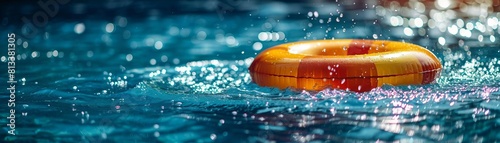 An inflatable pool ring making a big splash in a pool, ideal for a hot summer day
