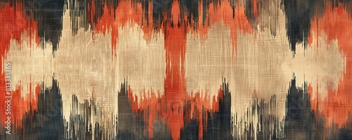 Bohemian ikat stripes rendered in warm earth tones, suggesting comfort and rustic charm photo