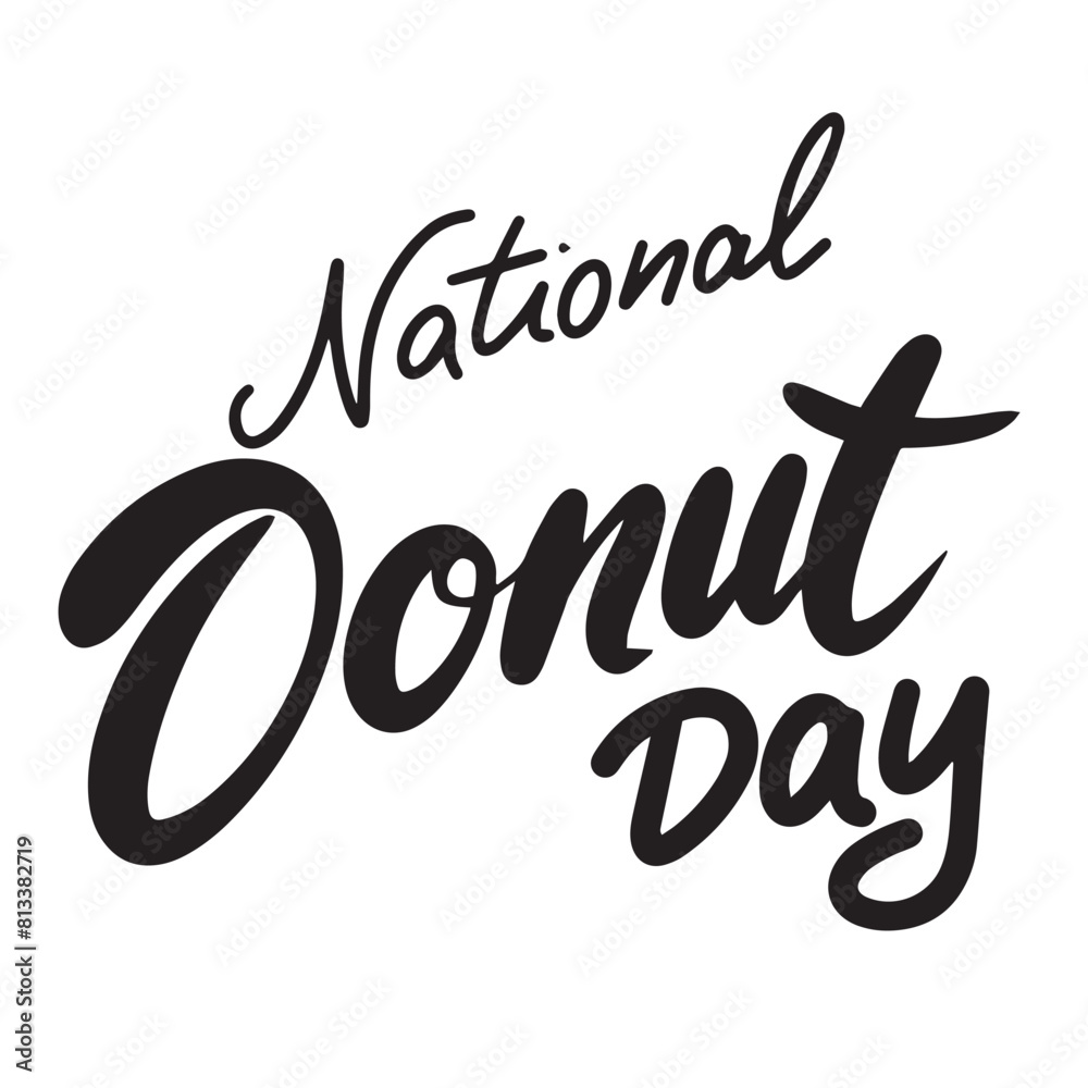 National Donut Day text lettering. Hand drawn vector art. National Donut Day text lettering. Hand drawn vector art.