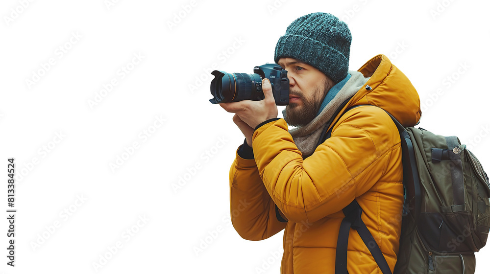 young man photographer takes photographs. transparent, isolated on white. PNG. young man photographer takes photographs. transparent, isolated on white. PNG.