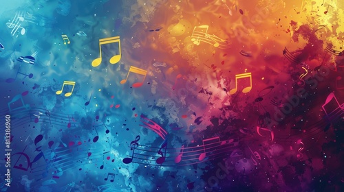 colorful background with musical notes, abstract music background   photo