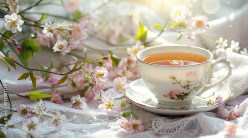 cup of tea with flowers 