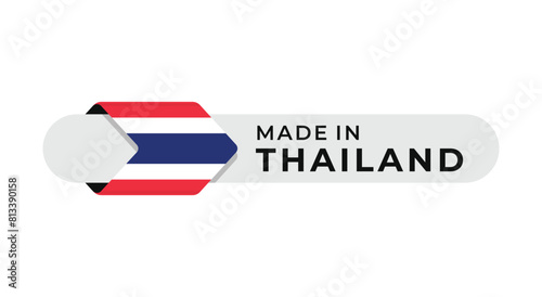 Made in Thailand vector label with arrow flag icon and round frame. for logo, label, insigna, seal, tag, sign, seal, symbol, badge, stamp, sticker, emblem, banner, design