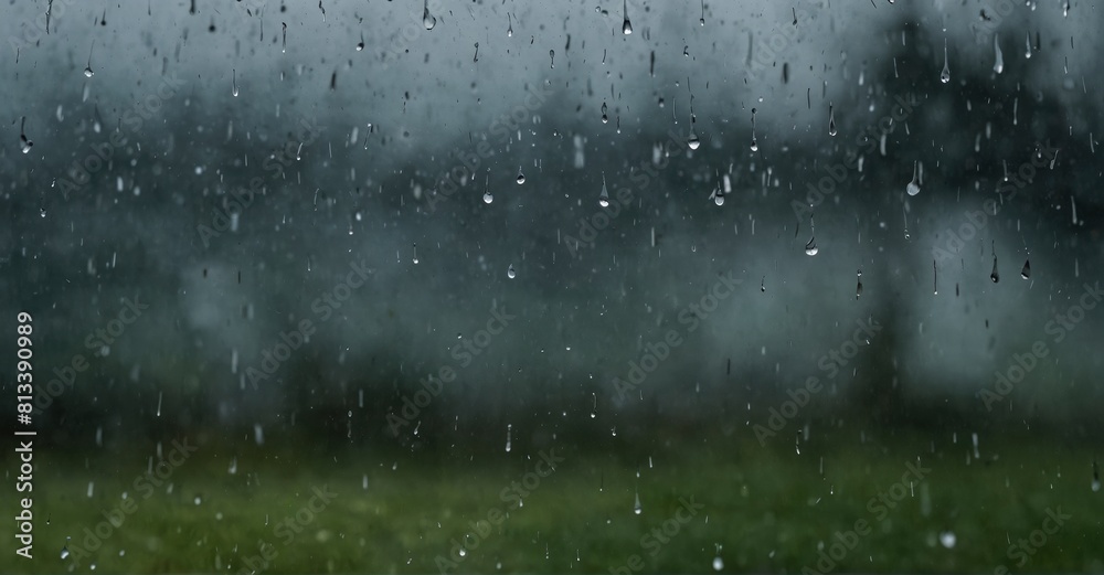 Macro shot of raindrops on a windowpane