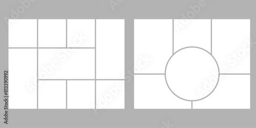 Minimalistic geometric photo frame layout for photo albums, wedding photo. 8,5 to 11 in proportion