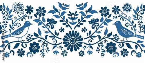  Folk art embroidery, Ukrainian pattern design with traditional ornament isolated on a white background.