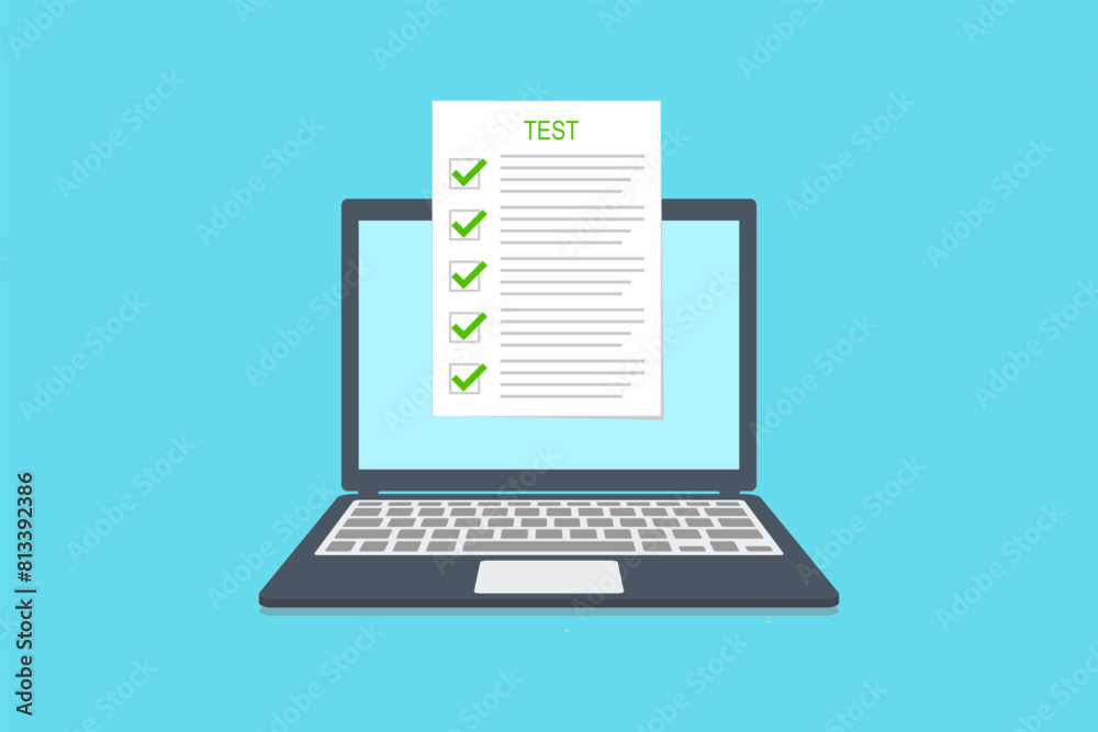 Customer Support and Survey Vector Illustration with Laptop