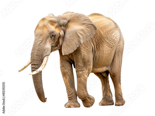 Elephant isolated on white background with clipping path. Side view.