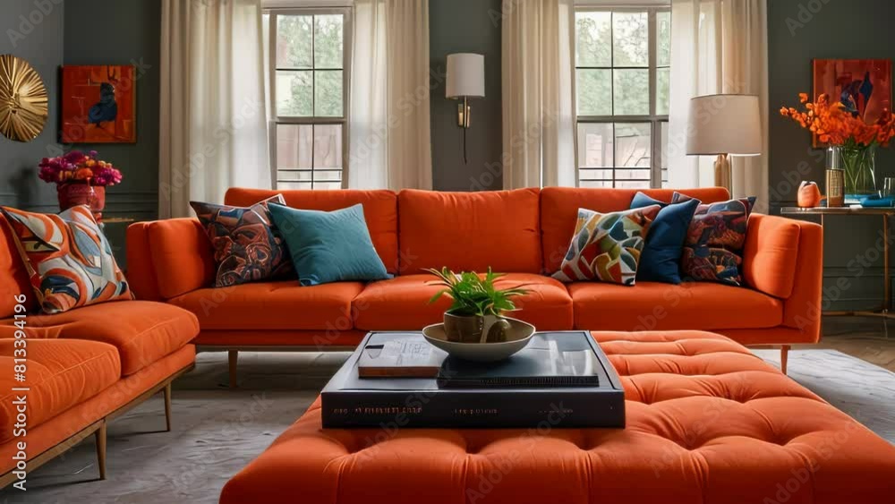 Video animation of well-decorated living room with a modern aesthetic ...