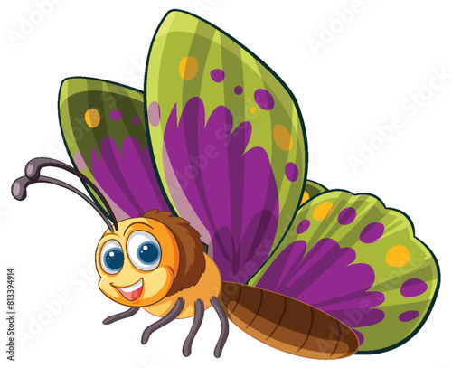 Vibrant butterfly with a cheerful expression