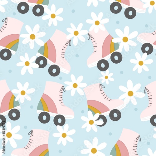 seamless pattern with quad skates