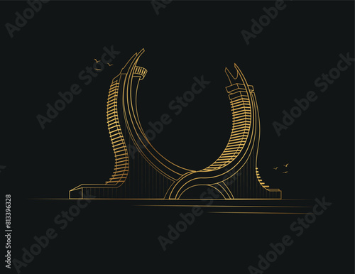 Katara Towers, Lusail marina district. Doha , Qatar. iluustration gold.eps
