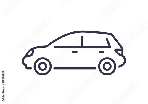 Simple line art icon of a hatchback car  vector illustration on a clean background. Editable stroke.
