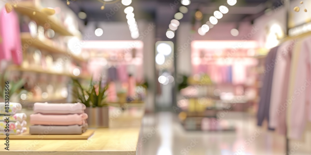 Beautiful blurred background of a store, trendy shop design