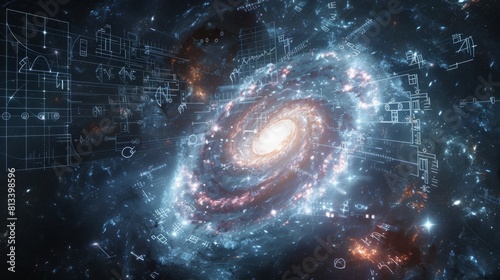A massive spiral-shaped object is prominently displayed within the vast expanse of space. The object appears to be the focal point  drawing attention to its intricate design and sheer size.