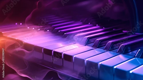 Colorful abstract piano keyboard background for World Music Day event banner. Concept World Music Day, Abstract Background, Colorful Piano Keyboard, Event Banner photo