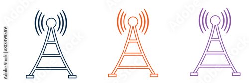 Gsm tower icon. Outline gsm tower vector icon for web design isolated on white background