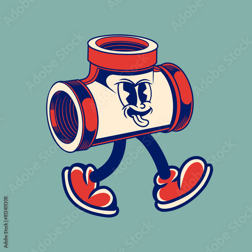 Retro character design of brass pipe fittings