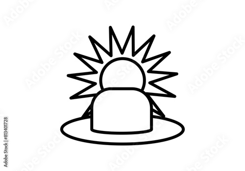 Icono negro de sombrero de alas para protegerse del sol.