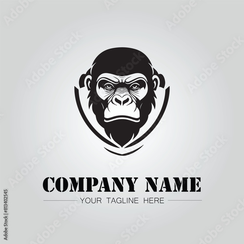 Gorilla Head symbol logo company vector image on the white background