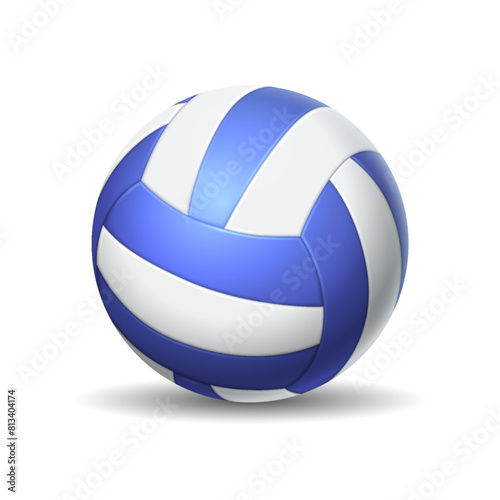 Volleyball ball with stripes realistic vector illustration. Beach sports game equipment. Healthy activity inventory 3d object on white background