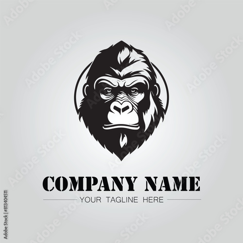 Gorilla Head symbol logo company vector image on the white background