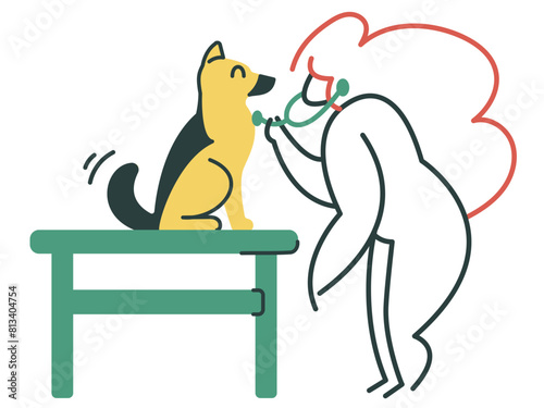 Vet Examining Dog