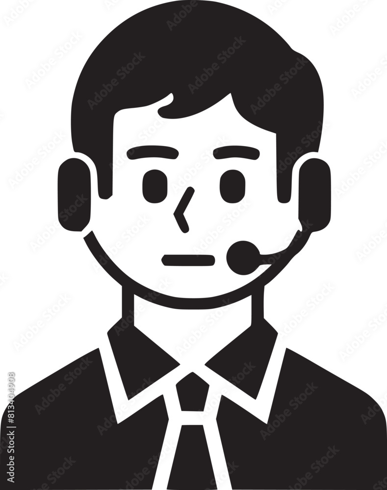 Call Center Worker Line Icon, Outline Vector Symbol Illustration Call Center Worker Line Icon, Outline Vector Symbol Illustration