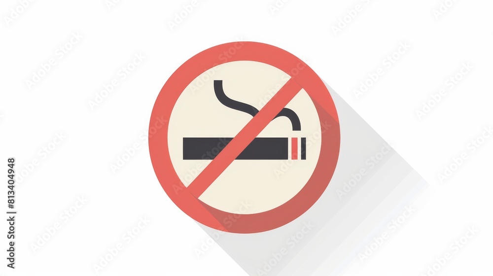 A simple flat graphic of a red circle with a line through it, indicating a no smoking sign, displayed on a plain white background. A simple flat graphic of a red circle with a line through it, indicating a no smoking sign, displayed on a plain white background.