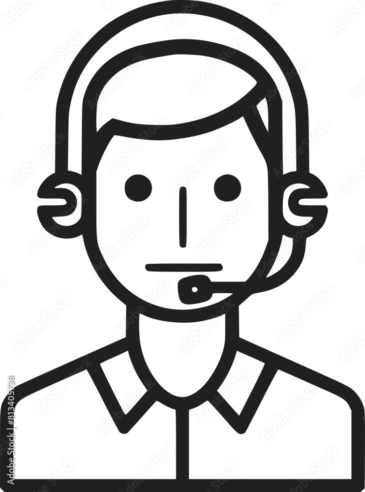 Call Center Worker Line Icon, Outline Vector Symbol Illustration. Pixel Perfect, Editable Stroke Call Center Worker Line Icon, Outline Vector Symbol Illustration. Pixel Perfect, Editable Stroke