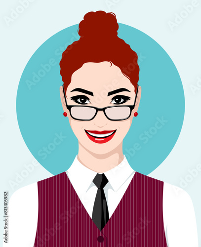 1486_Vector portrait of confident smiling businesswoman