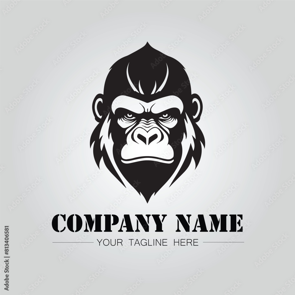 Fototapeta premium Gorilla Head symbol logo company vector image on the white background