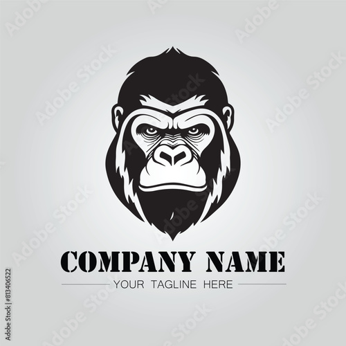 Gorilla Head symbol logo company vector image on the white background